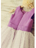 Purple Cotton Polka Dots Tulle Tiered Flower Girl Dress